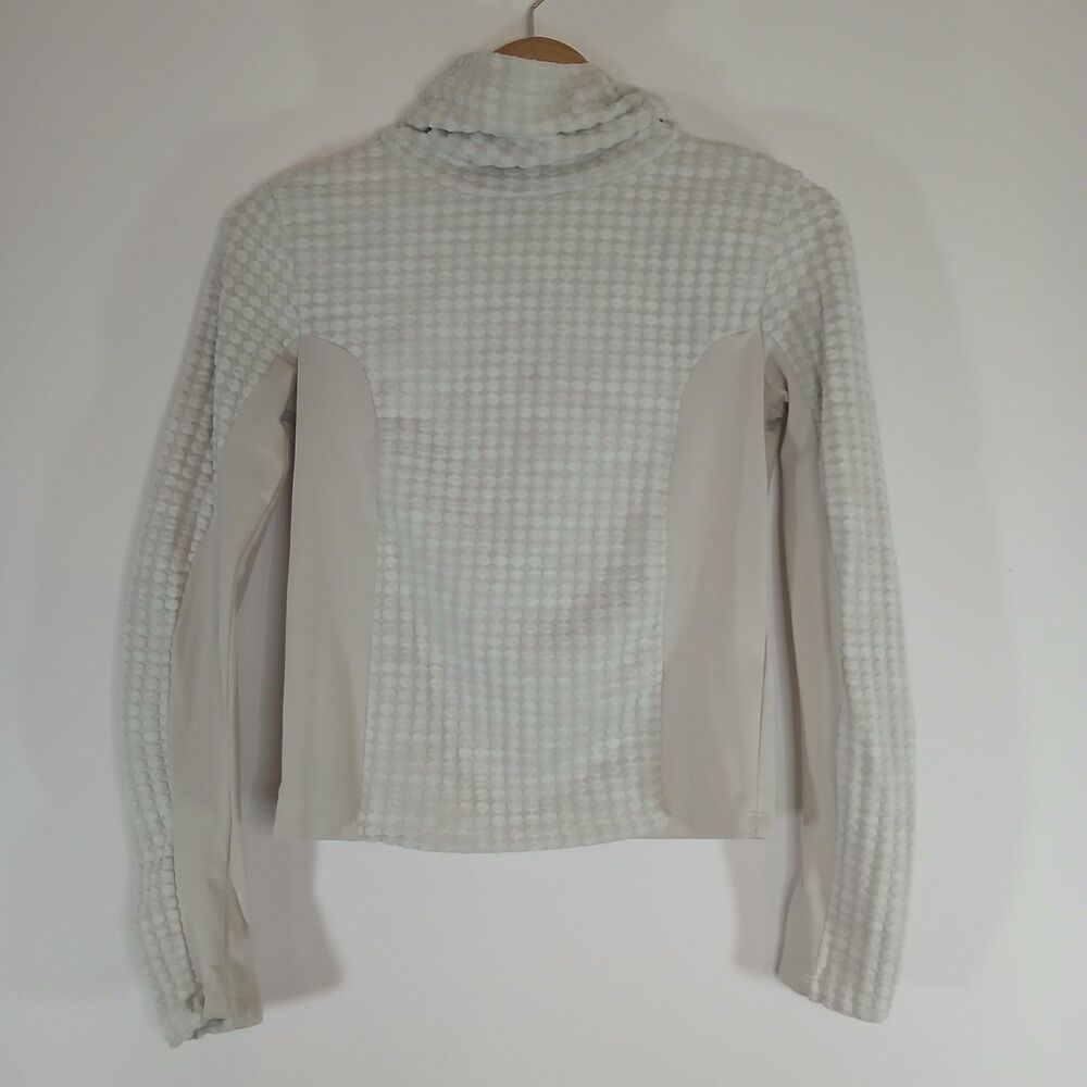 Nike Pro Hyperwarm Pullover Small Cream Waffle Knit Logo Back Stretch